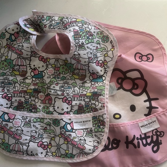 Used Bumkins Hello Kitty Silicone Grip Dish and two bibs. - Picture 5 of 5